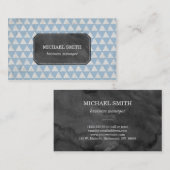 青く幾何学的な三角形パターン 名刺 (正面/裏面)