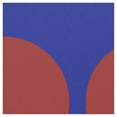 青く幾何学的な生地の大きく赤い水玉模様 ファブリック (クローズアップ)