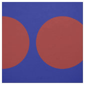 青く幾何学的な生地の大きく赤い水玉模様 ファブリック (見本)