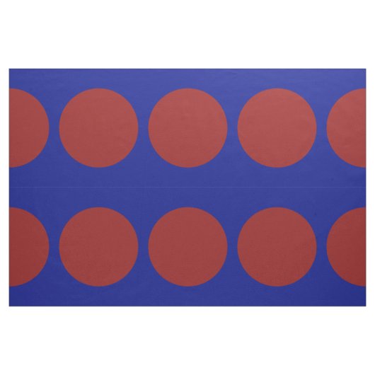 青く幾何学的な生地の大きく赤い水玉模様 ファブリック (ファットクウォーター)