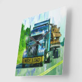 青く広い負荷貨物トラックの柱時計 スクエア壁時計 (傾斜)