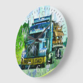 青く広い負荷貨物トラックの柱時計 ラージ壁時計 (傾斜)