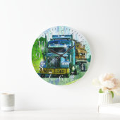 青く広い負荷貨物トラックの柱時計 ラージ壁時計 (ホーム)