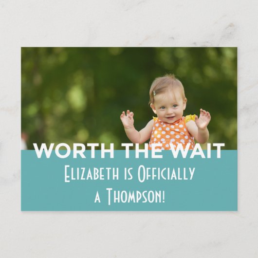 青く明るいモダンのストライプな採用の発表 インビテーションポストカード (正面)