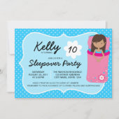 青く暗いSleepoverのパーティーの誕生日の招待状 招待状 (正面)