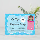 青く暗いSleepoverのパーティーの誕生日の招待状 招待状 (スタンド正面)