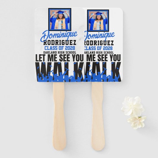 青く歩いて見る|黒2枚の写真卒業 ハンドファン (正面&裏面)