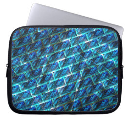 青く汚れた擦り傷、歪んだり傾いたレンガの質感 ラップトップスリーブ