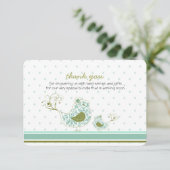 青く渦巻形のなお母さん及びひな鳥の上品のサンキューカード サンキューカード (スタンド正面)