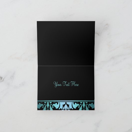 青く王室のなダマスク織のサンキューカード サンキューカード (内部)