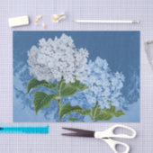 青く白いアジサイのヴィンテージのダマスク織のティッシュペーパー 薄葉紙 (クラフト)