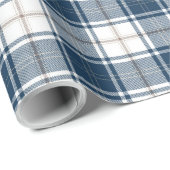 青く白いタータンチェック格子縞のスコットランド人パターン ラッピングペーパー (ロールコーナー)