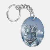 青く白いトラ キーホルダー (正面左)