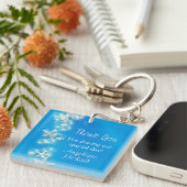 青く白いビーチのヒトデの結婚式 キーホルダー (正面右)