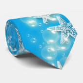 青く白いビーチのヒトデの結婚式 ネクタイ (ロール)