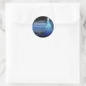 青く白いメリークリスマスの木の差出人住所 ラウンドシール (バッグ)