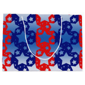 青く白い星の赤い青い縞 ラージペーパーバッグ (裏面)