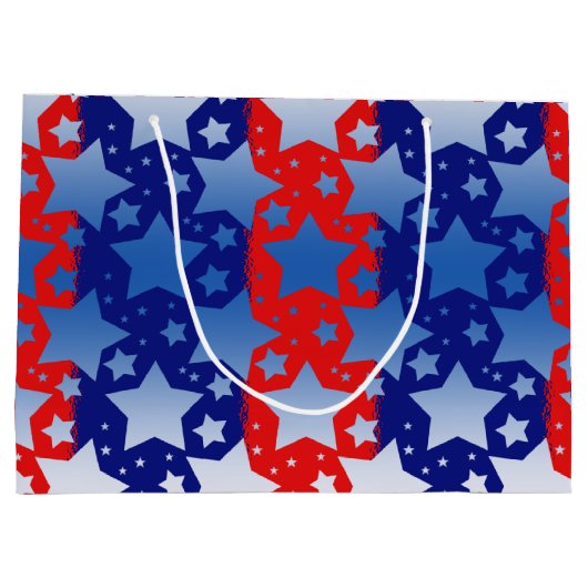 青く白い星の赤い青い縞 ラージペーパーバッグ (裏面)