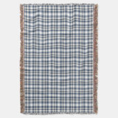 青く白い格子縞1 スローブランケット (正面縦)