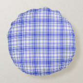 青く白い格子縞2 ラウンドクッション (裏面)