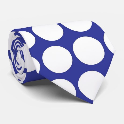 青く白い水玉模様-タイ ネクタイ (ロール)