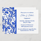 青く白い渦巻の婚約記念日のカスタム 招待状 (正面/裏面)
