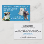 青く白い犬のグルーミングの3匹の小さい犬 名刺 (正面/裏面)