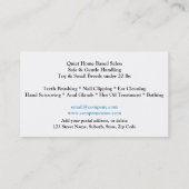 青く白い犬のグルーミングの3匹の小さい犬 名刺 (裏面)