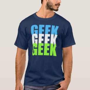 青く白い緑のデザインのオタクのTシャツ Tシャツ