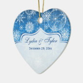 青く白い雪はオーナメント写真のクリスマスのはげます セラミックオーナメント (左)