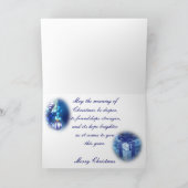 青く白い雪片のメリークリスマスカード シーズンカード (内部)