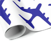 青く白い飛行機のデザイン ラッピングペーパー (ロールコーナー)