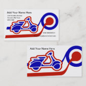 青く白くおよび赤いスクーターの男の子または女の子の接触 名刺 (正面/裏面)