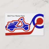 青く白くおよび赤いスクーターの男の子または女の子の接触 名刺 (裏面)