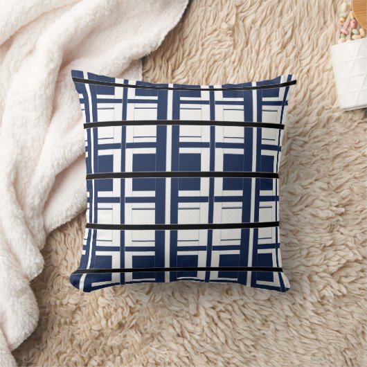 青く白くおよび黒いクラシック クッション (ブランケット)