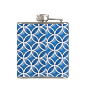 青く白くエレガントな抽象芸術の円パターン フラスク (裏面)