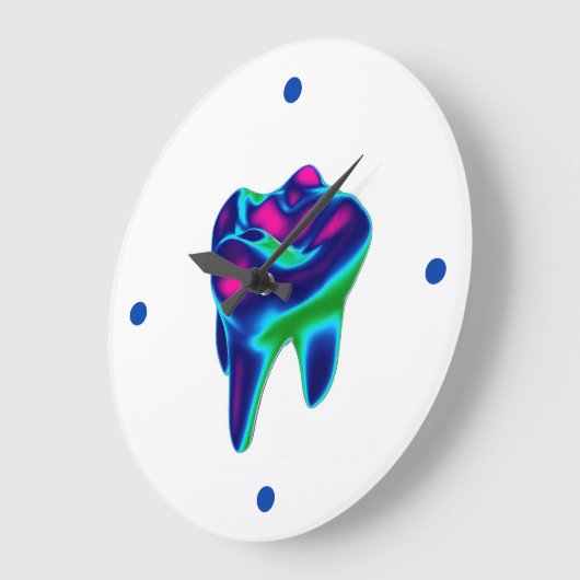 青く白熱［赤熱］光を放つな歯の歯科医の柱時計 ラージ壁時計 (傾斜)
