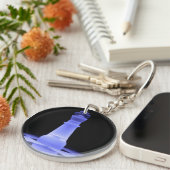 青く白熱［赤熱］光を放つな王駒 キーホルダー (正面右)