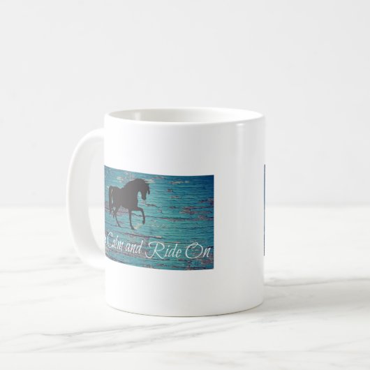 青く皮を剥い絵を描保で落ち着いて乗る コーヒーマグカップ (正面左)