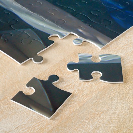 青く穏やかな海のアカエイ ジグソーパズル (側面)