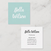 青く粋でシンプルでモダンな最小主義のパステル スクエア名刺 (正面/裏面)