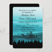 青く素朴な山の婚約パーティの招待状 招待状 (正面/裏面)