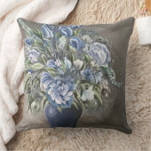 青く素朴な花の装飾的な枕 クッション (ブランケット)