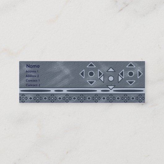 青く細いプロフィールカードの陰 スキニー名刺 (正面)