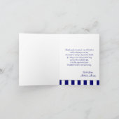 青く航海のなストライブ柄及びフェイクで白いリボンありがとう サンキューカード (内部)