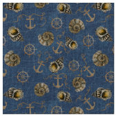 青く航海のなパターン ファブリック (クローズアップ)