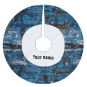 青く色彩の鮮やかな木 ブラッシュドポリエステルツリースカート (正面)