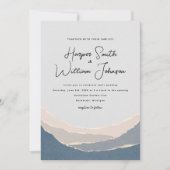 青く裂けた紙山脈結婚式招待状 招待状 (正面)