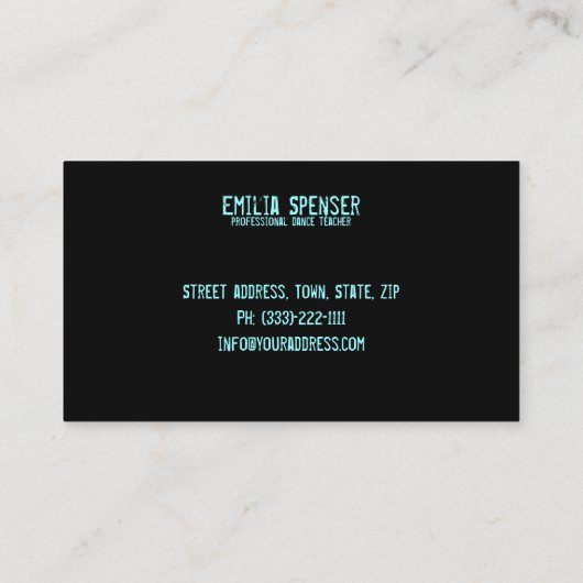 青く軽い通りのダンスのスタジオの名刺 名刺 (裏面)