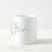 青く風が強い木のフクロウ コーヒーマグカップ (正面左)
